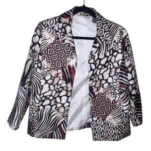 Alfred Dunner Womens Abstract Print Jacket Size 8 - Black Red & White Polyester